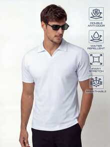 TekDrob Double Anti-Odor Polo With Regular Fit And Buttonless Detail - White - View 5