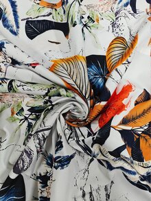 Linhara Women's Plus Size New Fashion Casual Vacation Tropical Jungle Floral Leaf Plant Print Round Neck Ruffle Flutter Sleeve Loose Flattering Blouse Suitable For Daily Wear And Vacation - Multicolor - View 7