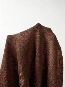 SHEIN 2026新款女款閃耀金針織背心上衣－圓領、羅紋袖口設計、短版剪裁，完美融合90年代復古魅力與極簡時尚，適合早午餐約會、夜晚外出及春夏日常穿搭 - 棕色 - 查看 7