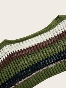 ROMWE Fairycore Women Sweaters Blok Warna Striped Casual - MultiWarna - View 4