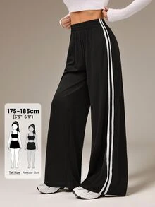SHEIN Tall Minimalist Fashion Grey Side Stripe Casual Pants, Everyday Casual Style - Dark Grey - View 8