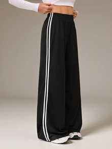 SHEIN Tall Minimalist Fashion Grey Side Stripe Casual Pants, Everyday Casual Style - Dark Grey - View 5