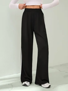 SHEIN Tall Minimalist Fashion Grey Side Stripe Casual Pants, Everyday Casual Style - Dark Grey - View 11
