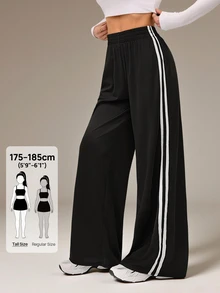 SHEIN Tall Minimalist Fashion Grey Side Stripe Casual Pants, Everyday Casual Style - Dark Grey - View 10