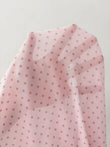 Solflare Plus-Size Women's Pink Sexy Kawaii See-Through Lace Top, Suitable For Layering Or Wearing Alone. Brunch Dinner Autumn Fall Date Night Dinner - Multicolor - View 6