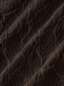 Skyraze 3D Floral Decor Asymmetrical Neckline Ruched Dress Picnic Vacation Dark Brown Summer Cottagecore Tropical.Halloween.Back To School. - Brown - View 6