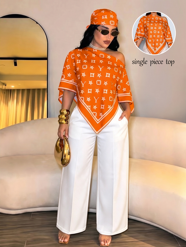 SOLERSUN Sexy And Elegant Women's Off-Shoulder Shirt With Casual Artistic Pattern, Spring/Summer Women's Clothing, Irregular Hem, Vintage Style, Party/Vacation Top.