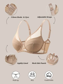 Barelissa Women Solid Color Comfortable Cooling Mesh Breathable Bra Thin Skin-Friendly Soft Padded Lingerie Underwire Instantlift Bra Turquoise Summer - Apricot - View 7