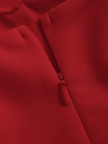 SHEIN MOD Elegant Short Solid Color Off Shoulder Ruffled Sleeved Women Summer Dress - Red - View 3