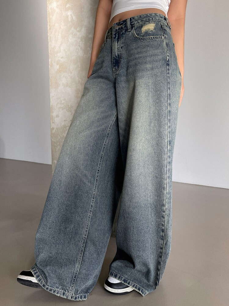 DAZY Women's Wide Leg Jeans With Pockets,Baggy Jeans - Medium Wash - View 12