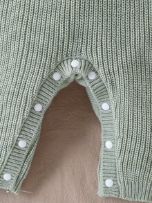 SHEIN Vintaside Kids 男宝宝针织连体裤，时尚可爱百搭小熊提花毛衣连体裤 - 綠色 - 查看 5