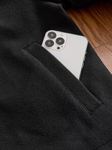 SWAVVY Men's Woven Fashion Casual Loose Long Sleeve Zip-Up Shirt - Black - View 6