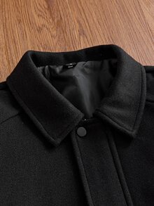 SWAVVY Men's Woven Fashion Casual Loose Long Sleeve Zip-Up Shirt - Black - View 4