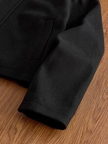 SWAVVY Men's Woven Fashion Casual Loose Long Sleeve Zip-Up Shirt - Black - View 5
