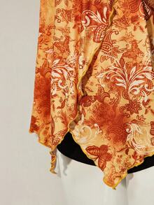 SHEIN ICON Print Asymmetric Hem Fashion Halter Neck Tank Top - Orange - View 4