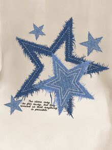 Daypath Standard Size Men's Brown Cuff Splice Slogan & Star Print T-Shirt - Beige - View 2