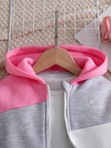 SHEIN Elladie kids 女童百褶拼接夾克外套，長袖，適合秋季、冬季，健身房穿著，拼色設計 - 彩色 - 查看 8