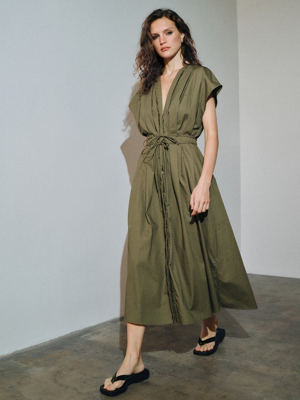 MOTF 100% COTTON DEEP V-NECK LONG DRESS, URBAN CASUAL & DATE WEAR, SPRING/SUMMER