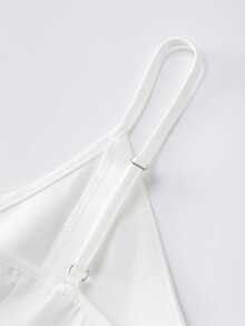 GlowEve CURVE Plus Size Women's Solid Color V-Neck Simple Fashion Camisole Tank Top - White - View 4