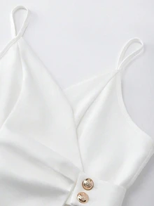 GlowEve CURVE Plus Size Women's Solid Color V-Neck Simple Fashion Camisole Tank Top - White - View 3
