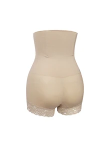 Women's High Waist Tummy Control Lace Spliced Shapewear Panties - Apricot - View 4