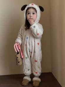 DAZY Infant Girl Hooded Polka Dot Korean Style Jumpsuit Fall - White - View 11