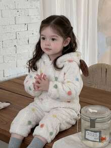 DAZY Infant Girl Hooded Polka Dot Korean Style Jumpsuit Fall - White - View 10