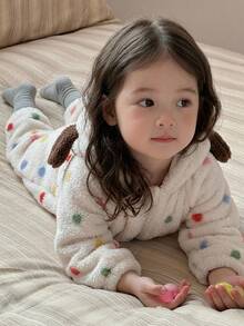 DAZY Infant Girl Hooded Polka Dot Korean Style Jumpsuit Fall - White - View 4