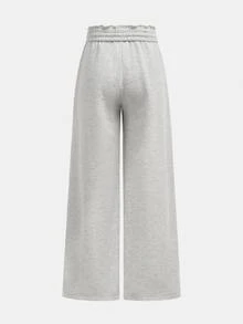 SHEIN Tween Girls Light Grey Loose Fit Low Waist Elastic Waistband Wide Leg Sweatpants,Comfy Flare Sweat Pants For Winter,Holiday,Casual,Spring,Summer,Fall - Light Grey - View 2