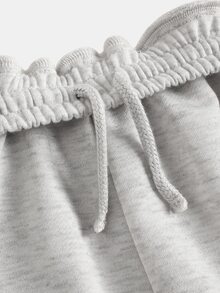 SHEIN Tween Girls Light Grey Loose Fit Low Waist Elastic Waistband Wide Leg Sweatpants,Comfy Flare Sweat Pants For Winter,Holiday,Casual,Spring,Summer,Fall - Light Grey - View 5