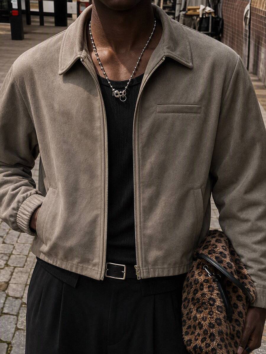 Manfinity VCAY Men's Autumn Fashion Vintage Jacket - Brown - View 1