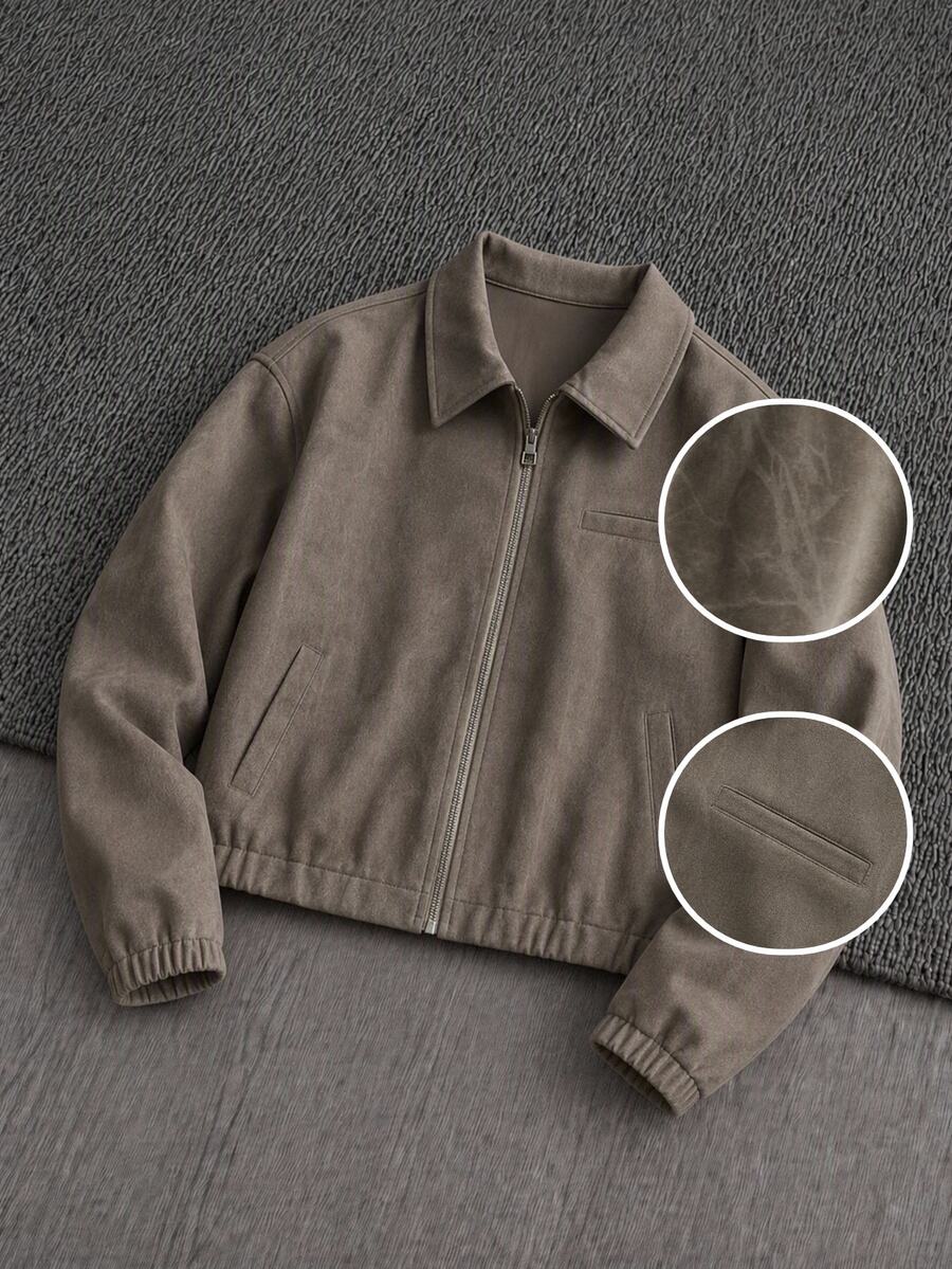 Manfinity VCAY Áo khoác nam thời trang mùa thu phong cách vintage - màu nâu - Xem 1