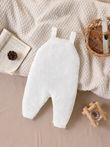 SHEIN Vintaside Kids 男婴毛衣，时尚可爱百搭小熊提花针织连体裤 - 白色 - 查看 2