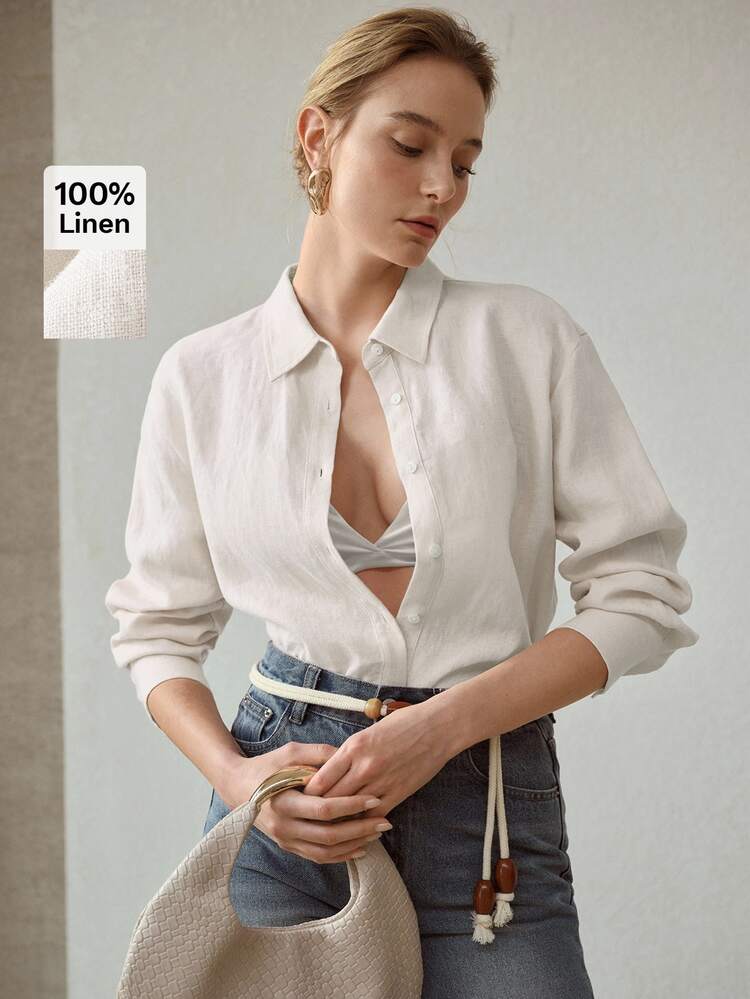 MOTF PREMIUM LINEN BUTTON UP SHIRT - Apricot - View 1