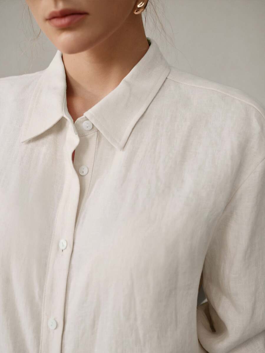 MOTF PREMIUM CAMISA DE LINO CON BOTONES - Albaricoque - Ver 2