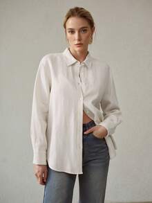 MOTF PREMIUM CAMISA DE LINO CON BOTONES - Albaricoque - Ver 6