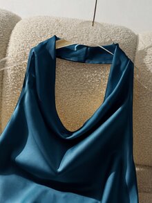 Franclia New Spring/Summer Halter Neck Backless Slim Fit Women's Tank Top - Navy Blue - View 4