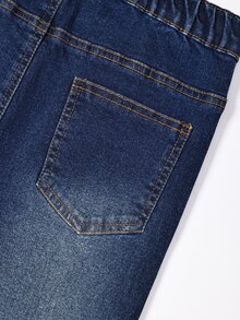 SHEIN Tween Girl Raw Hem Flare Leg Jeans - Dark Wash - View 4