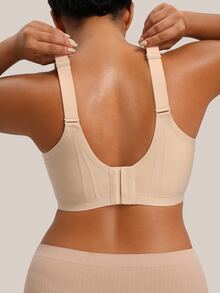 Bareli Dear Plus Size Black Beige Wire-Free Non-Slip Wide Strap Casual Comfortable Seamless Bra 2pcs/Set - Multicolor - View 2