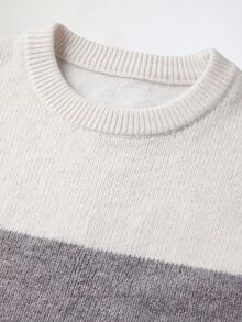 Manfinity Homme Sweater Lengan Panjang Leher Bulat Bergaris Blok Warna Gaya Retro Pria - MultiWarna - View 4