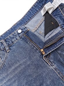 Manfinity Denimwave 男士美式復古水洗牛仔寬鬆寬腿長褲 - 黑色 - 查看 6