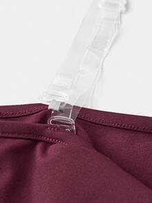SHEIN Stylish Burgundy Polyester Asymmetrical Hem T-Shirt For Tween Girls,One Shoulder Top,Off - Burgundy - View 4