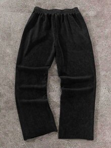 SHEIN Casual Everyday Versatile Comfortable Printed Pattern Straight Loose Sweatpants For Teen Boys Black - Black - View 7