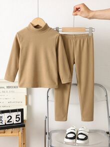 SHEIN قميص داخلي للأولاد الصغار - كاكي - مشاهدة 3