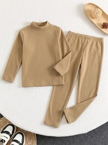 SHEIN قميص داخلي للأولاد الصغار - كاكي - مشاهدة 5