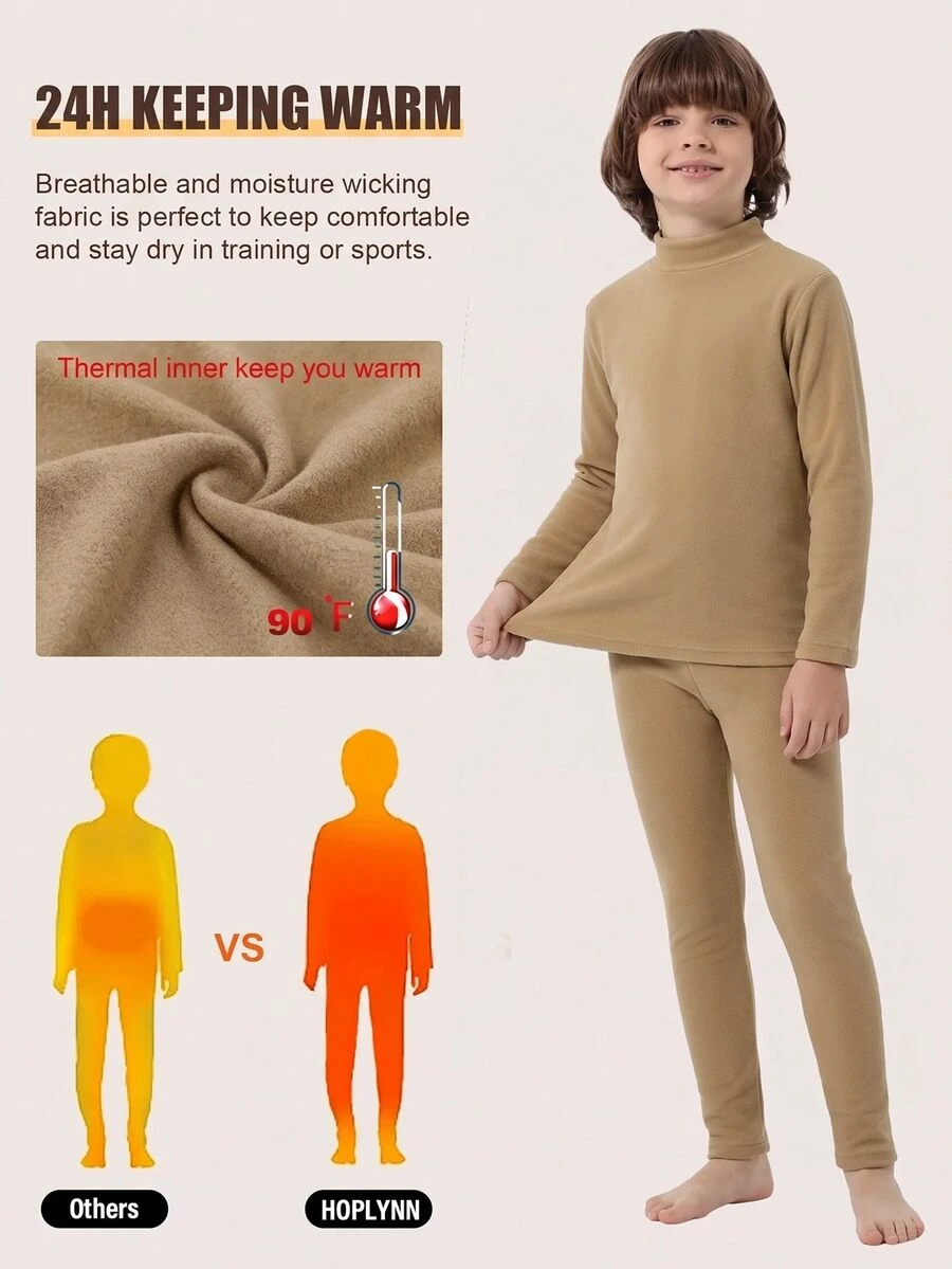 SHEIN قميص داخلي للأولاد الصغار - كاكي - مشاهدة 1