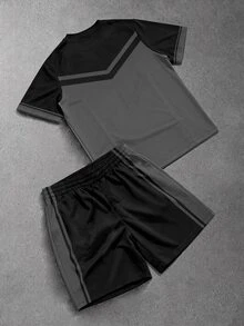 Manfinity Homme 男士休閒短袖襯衫與短褲兩件套 - 彩色 - 查看 2