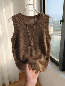SHEIN Women Knit Tops - Brown - View 8