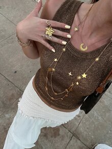 SHEIN Women Knit Tops - Brown - View 5