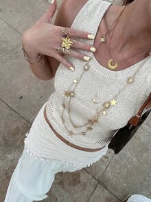 SHEIN Solid Pointelle Knit Sweater Vest - White - View 5